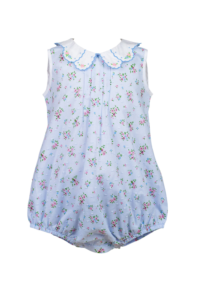 Proper Peony Baby Girls Bubble - Brynn Blue Swiss Dot
