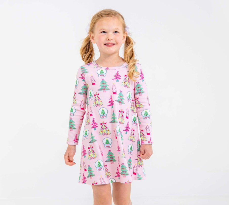Polly Play Dress - Pink Christmas