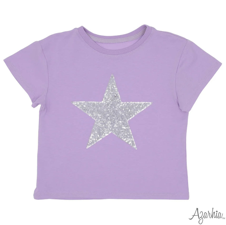 Girls Glitter Stars Lavender Boxy by Azarhia main image 1