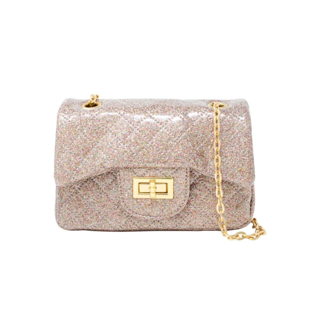 Classic Quilted Sparkle Mini Bag - Purple