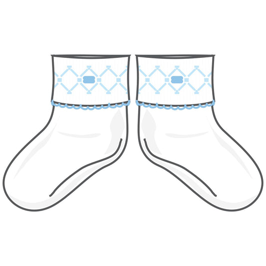 Hazel and Hudson Light Blue Emb Socks