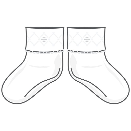 Hazel and Hudson White Emb Socks