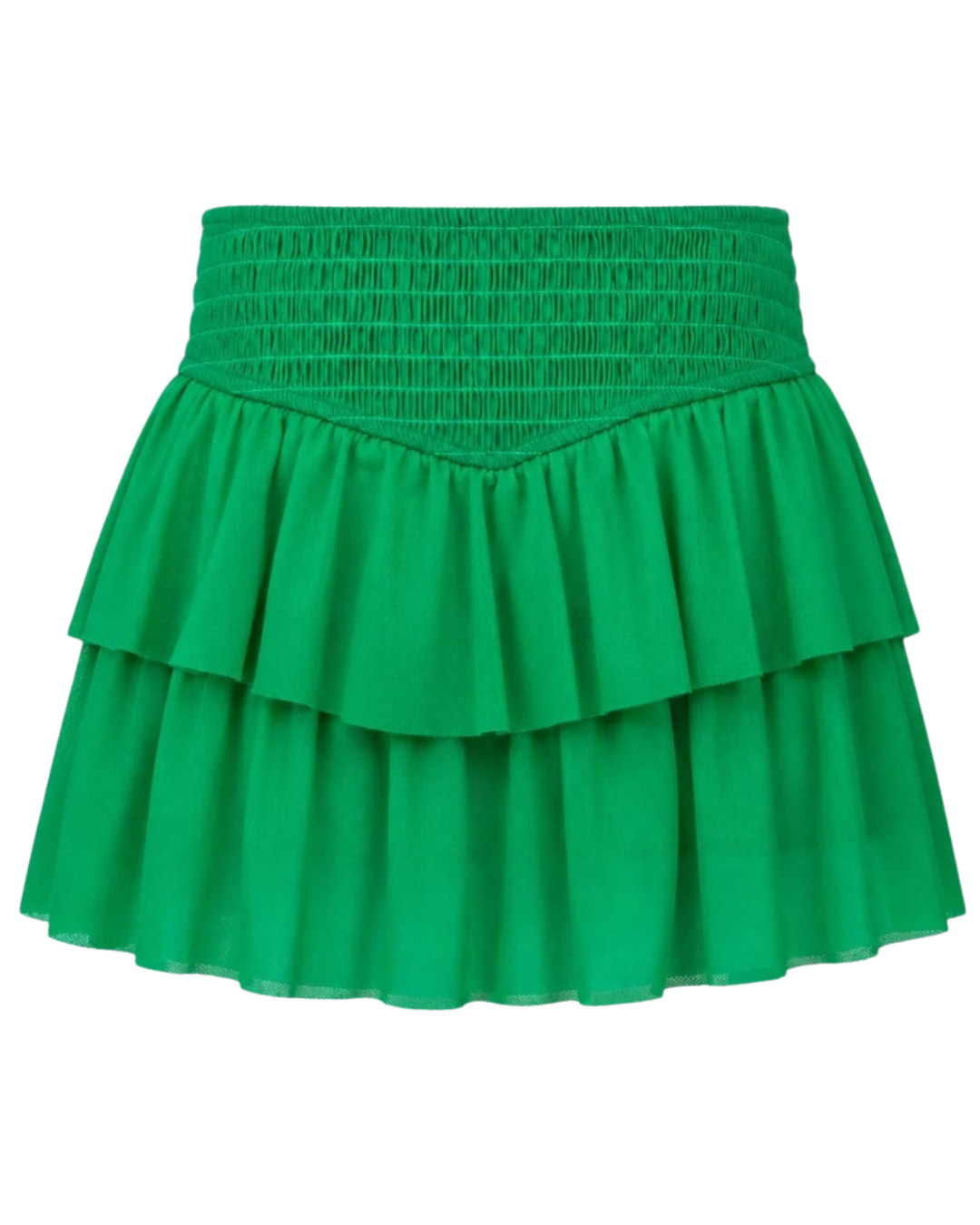 Smocked Mesh Green Skort