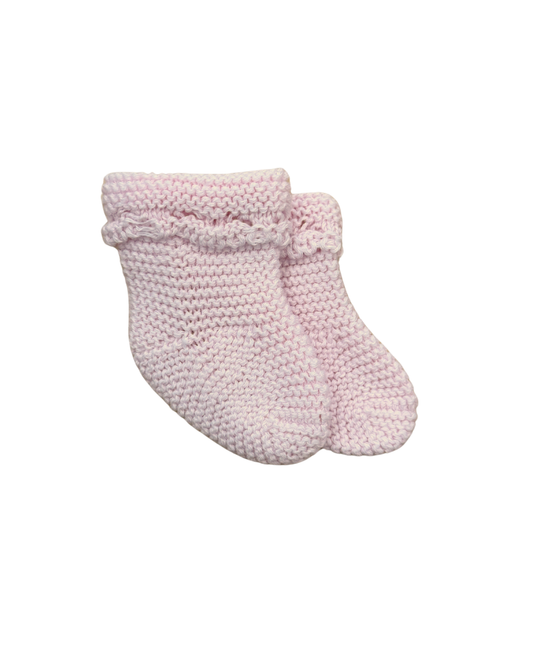 Pink Knit Ruffle Bootie