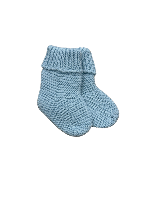 Blue Knit Folded Edge Booties