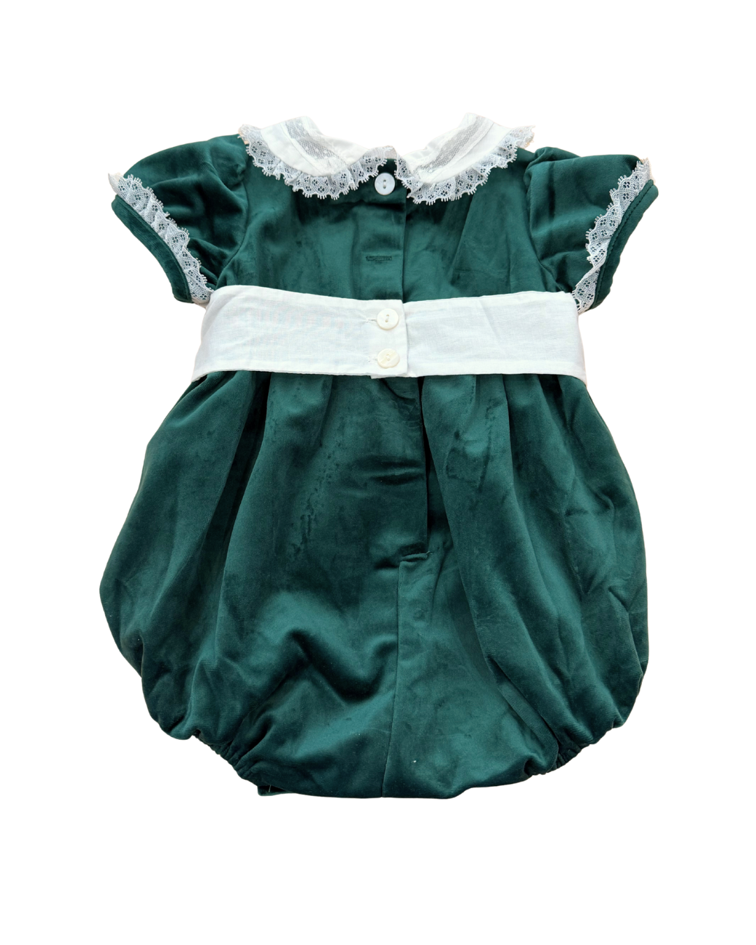 Green Velvet Sash Waist Bubble 12M Green Velvet Sash Waist Bubble 12M