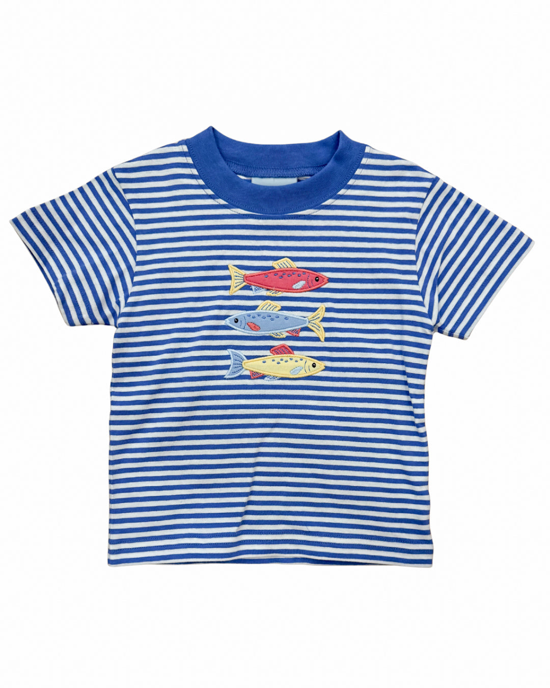 Dark Blue & White Stripe Tee with Three Fish – GG's Children's