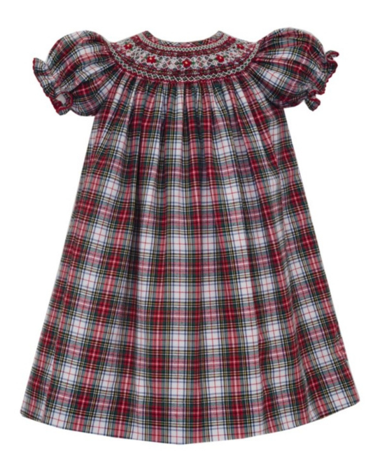 Caroline Red & White Plaid Bishop Dress