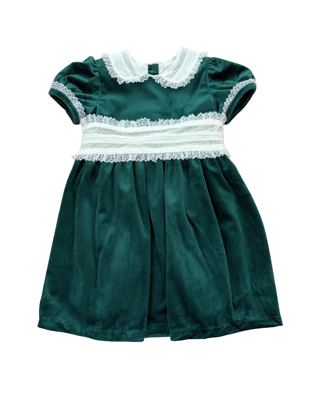 green emerald velvet dress Green Velvet Sash Waist Bubble 12M