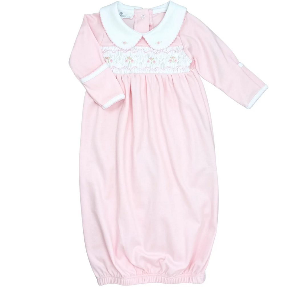 newborn smocked dress Emily and Ethan Pink Smocked Collared Gathered Gown – GG's Children's  Boutique