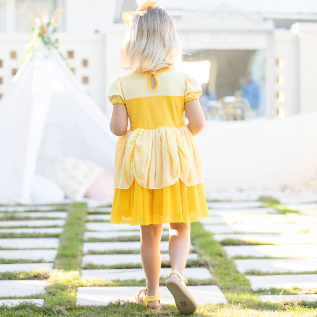 cream bridesmaid dress Yellow Princess Cotton Play Dress