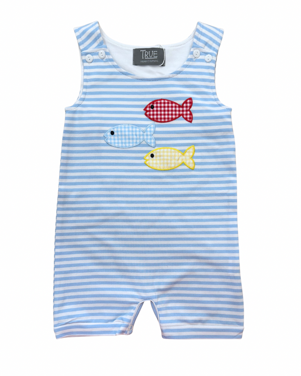 Three Fish Applique Shortall – GG's Children's Boutique