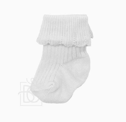 Newborn Folded White Cuff Socks