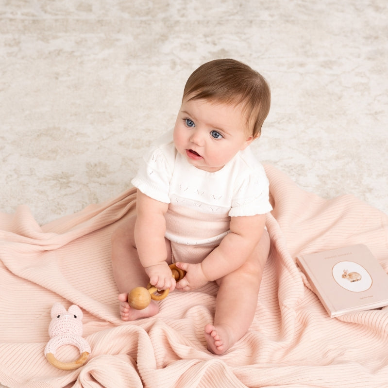 Blush Pointelle Contrast Knit Romper – GG's Children's Boutique