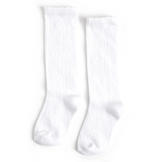 White Scalloped Fancy Knee High Socks
