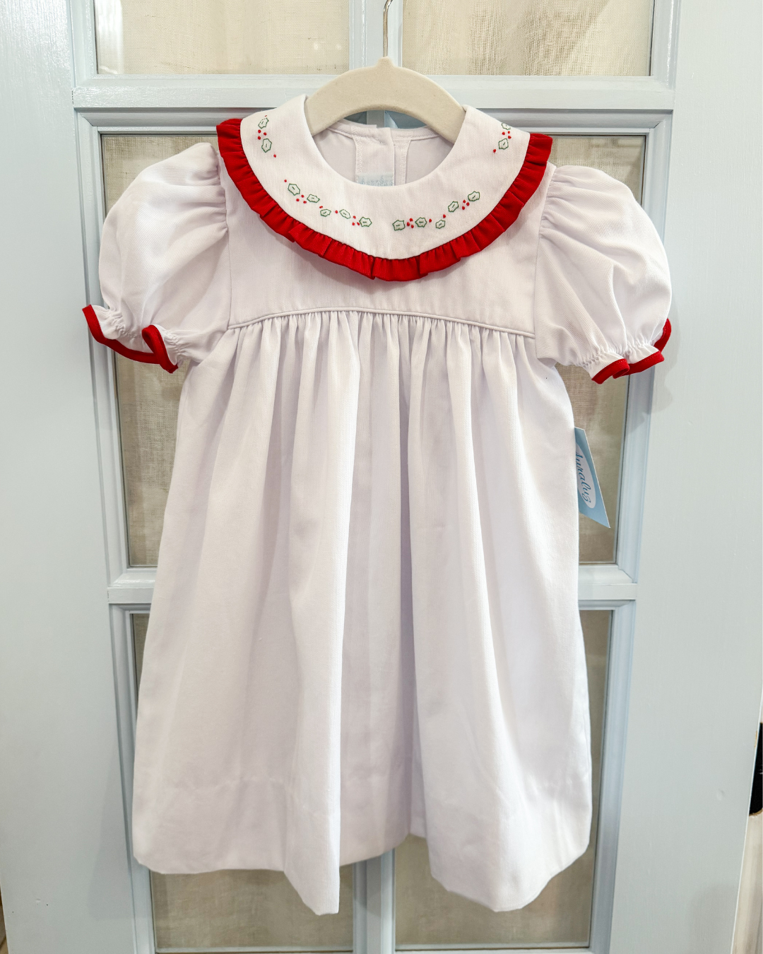 Christmas Holly Embroidered Dress – GG's Children's Boutique