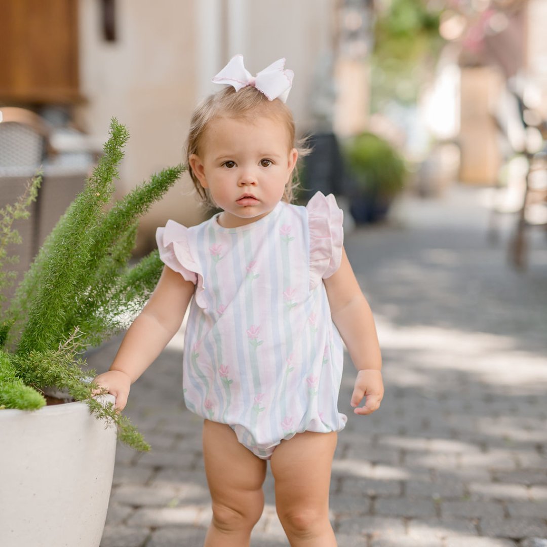 James & Lottie Baby Girls Annie Knit Bubble - Pink Pumpkin Print