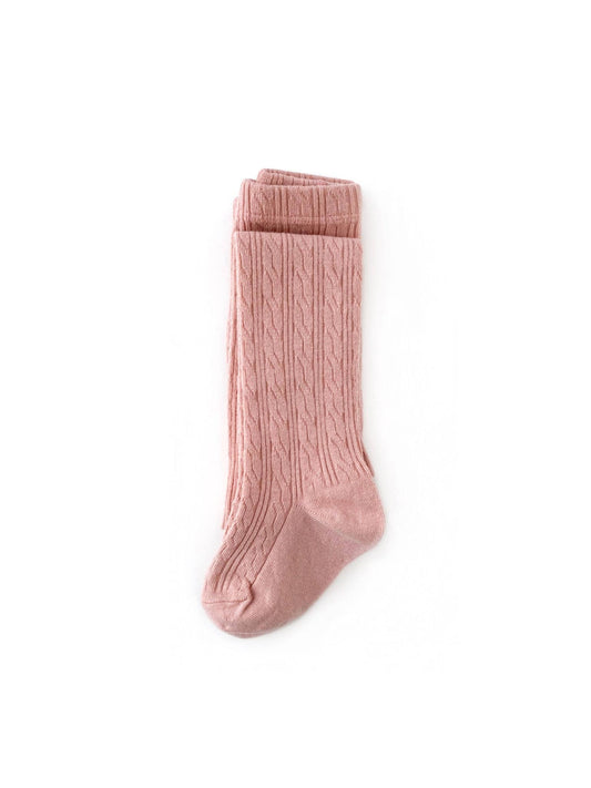 Blush Cable Knit Tights - GG's Children's Boutique