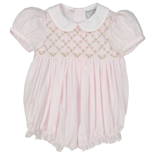 Diamond Smocked Rosebud Bubble - GG's Children's Boutique