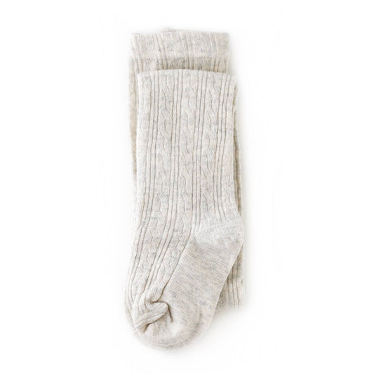 Heathered Ivory Cable Knit Tights - GG's Children's Boutique