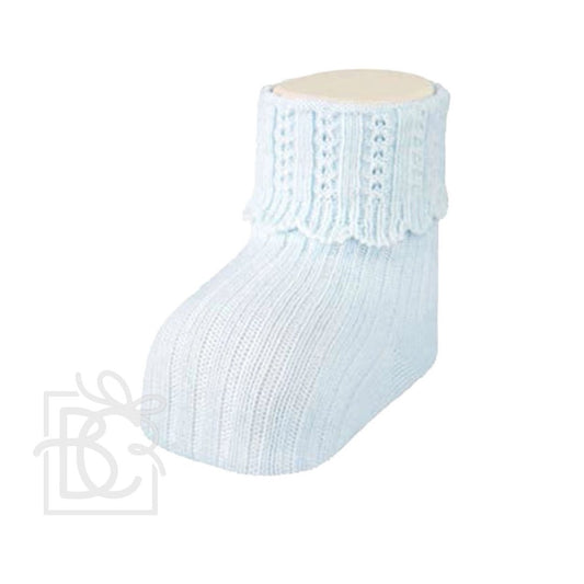 Newborn Folded Light Blue Cuff Socks - GG's Children's Boutique
