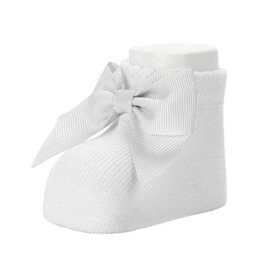 Newborn White Organic Cotton Bow Socks - GG's Children's Boutique