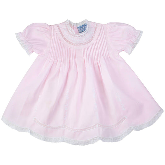Pink Lace Trim Embroidered Slip Dress - GG's Children's Boutique