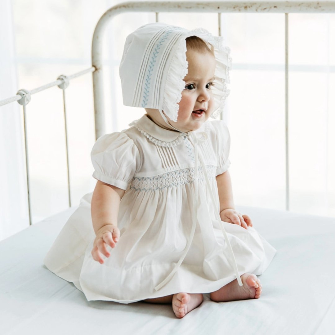 Vintage Smocked Dress in Ivory, Size: 9 Months by Feltman Brothers