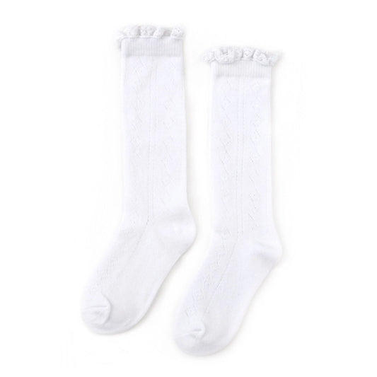 White Fancy Lace Top Knee High Socks - GG's Children's Boutique